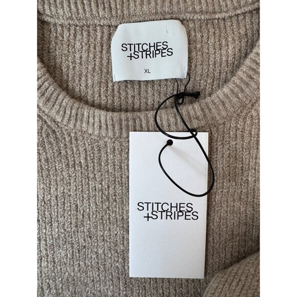 NWT XL Stitches & Stripes Beige Ribbed Sweater Acrylic/Cotton Blend - Picture 2 of 13